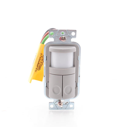 Hubbell WS1021NGY Gray Vacancy Sensor Switch w/Nightlight No Neutral 2-Circuit
