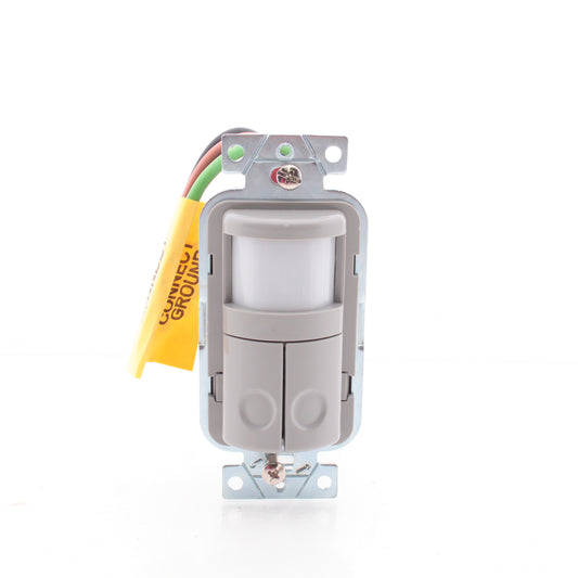 Hubbell WS1021NGY Gray Vacancy Sensor Switch w/Nightlight No Neutral 2-Circuit
