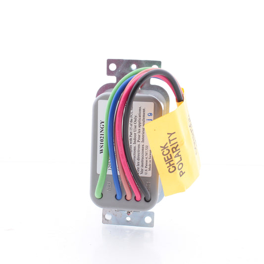 Hubbell WS1021NGY Gray Vacancy Sensor Switch w/Nightlight No Neutral 2-Circuit
