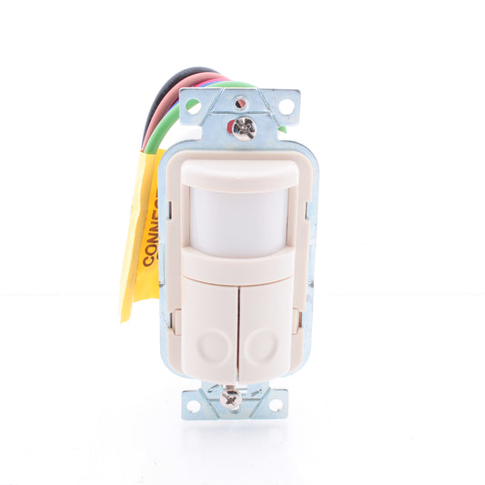 Hubbell WS1021NLA Lt Almond Vacancy Sensor Switch w/Nightlight No Neutral 2-Cir