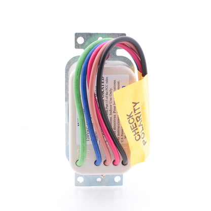 Hubbell WS1021NLA Lt Almond Vacancy Sensor Switch w/Nightlight No Neutral 2-Cir