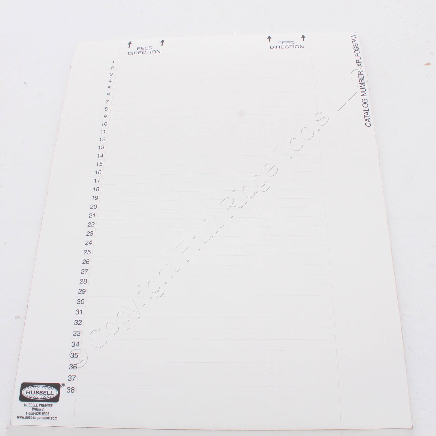 Hubbell Labels For FSPST6 FSPSCD3 FSPLCQ3 FSPFC6 6-Pack Fiber Adapter XPLFOSEPAW