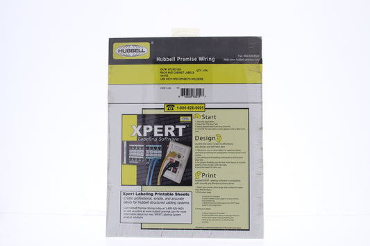 Hubbell Rack/Cabinet Labels For HPW XPHRC10 Holders 10-Pack XPLRC10W