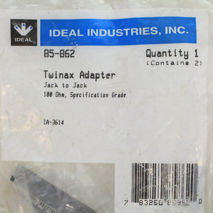 Ideal Industries 85-862 Twinax Adapter Jack-to-Jack 100 OHM 2pcs