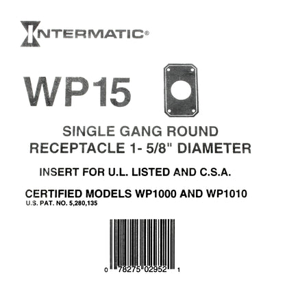 Intermatic WP15 1-Gang Narrow Waterproof Single Outlet 1-5/8" Dia Insert Plate