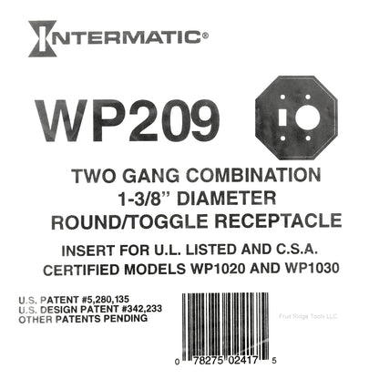 Intermatic 2-Gang Waterproof Single Toggle Switch 1-3/8" Dia Insert Plate WP209