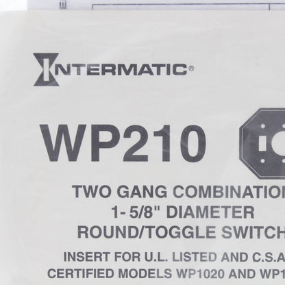 Intermatic 2-Gang Waterproof Single Toggle Switch 1-5/8" Dia Insert Plate WP210
