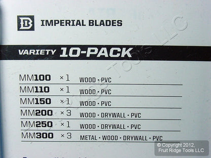 Imperial 10MMV Variety Universal Metal Wood Drywall PVC Cutting Saw Blades 10pcs