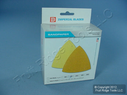 50 USA Made Hook and Loop Imperial Blades 80-Grit Triangle Sandpapers 50TSP80