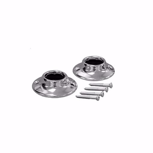 Pair Jones Stephens S02-152 Chrome Steel Shower Rod Flanges for 15/16" to 1" Rod