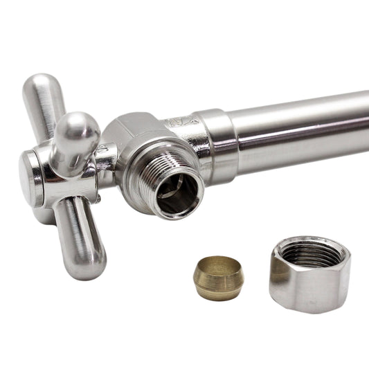 5" Extension 3/8" Comp x .5" SWT 1/4-Turn Angle Supply Stop Valve Brushed Nickel