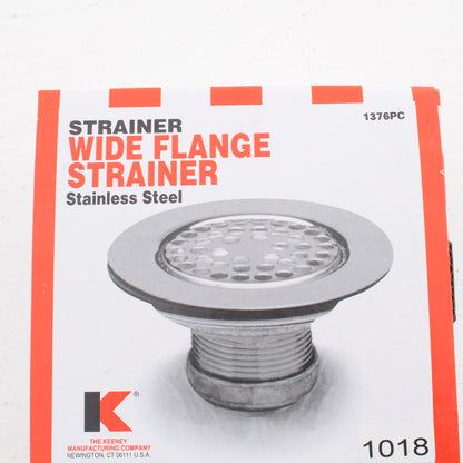 Keeney 1376PC Wide Flange Stainless Steel Strainer Flat Grid for 3.5"-4.5" Holes