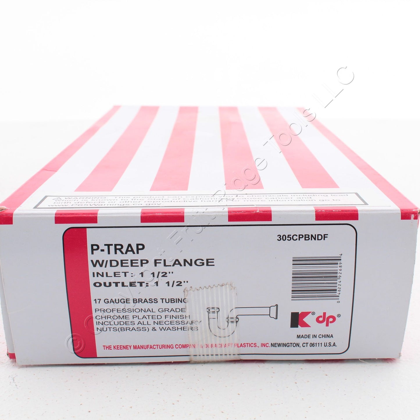 Keeney 305CPBNDF 1.5" 17ga Chrome Plated Brass P-Trap Tubing without Cleanout