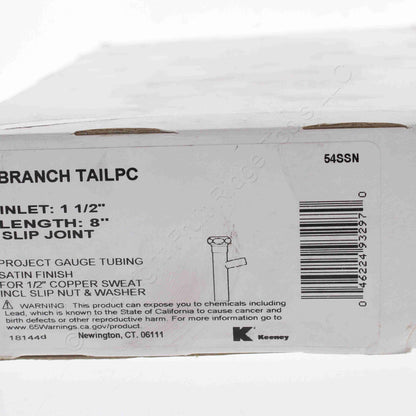 Keeney 54SSN Satin Nickel Chrome Plated 22GA Slip Joint Branch Tailpiece 1.5"x8"