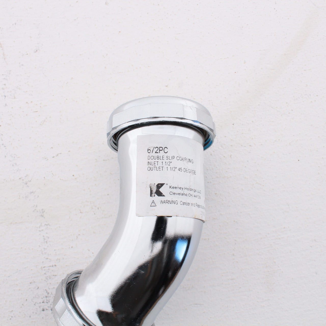 Keeney 1-1/2" Double Slip Coupling Join 45-Degree 22ga Chrome Plated Brass