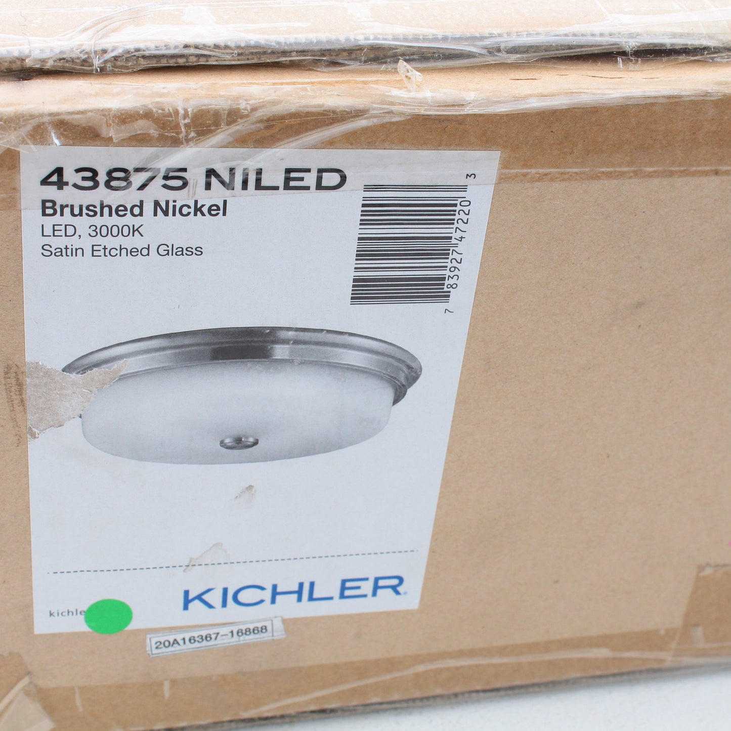 Kichler 43875NILED Brushed Nickel Signature LED Flush Mount Ceiling Fixture 16"