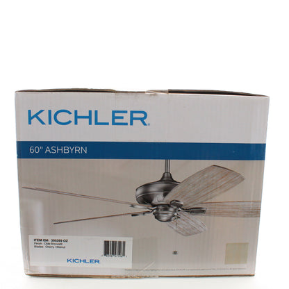 Kichler 300269OZ Ashbyrn 60" Olde Bronze Ceiling Fan w/ Cherry/Walnut Blades
