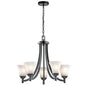 Kichler 43631BK 5-Light Black Chandelier w/ Satin Etched w/ White InSide Shade
