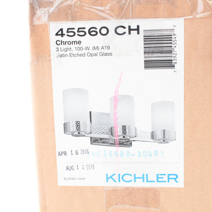 Kichler 45560CH Chrome Contessa Frosted Glass 3-Light 18.5" W Bathroom Fixture