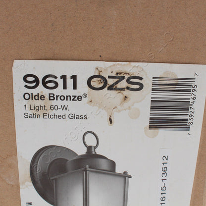 Kichler 1-Light Olde Bronze 8" Outdoor Wall 60-W  Satin Etched Glass 9611-OZS