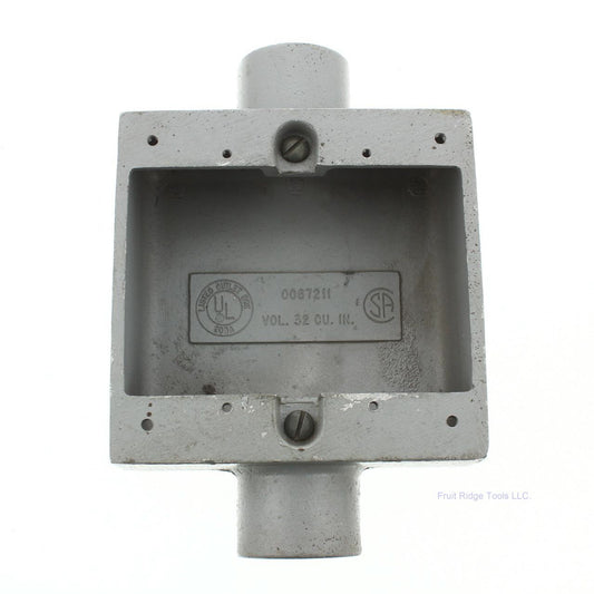 Killark 1" Hub 3.75" x 11" x 7" 2G Aluminum Surface Box Tapered Threads 2FSC-3