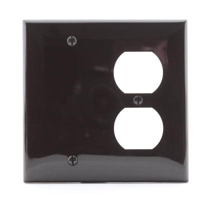 Leviton 0N138 Brown 2-Gang Duplex Receptacle Blank Cover Standard Wallplate
