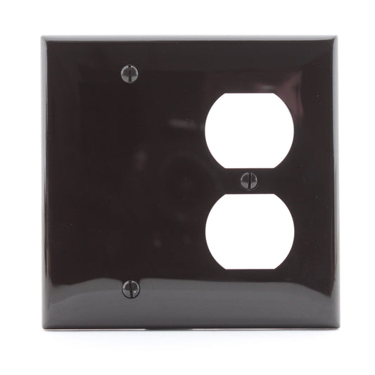 Leviton 0N138 Brown 2-Gang Duplex Receptacle Blank Cover Standard Wallplate