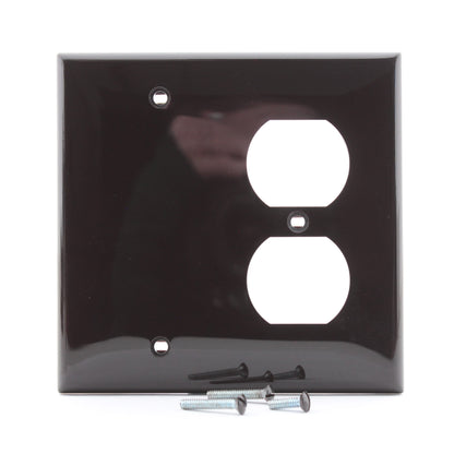 Leviton 0N138 Brown 2-Gang Duplex Receptacle Blank Cover Standard Wallplate