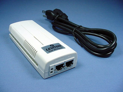 Leviton 100-M3001-1UB White Power Over Ethernet Cable Data Midspan 1-Port PoE