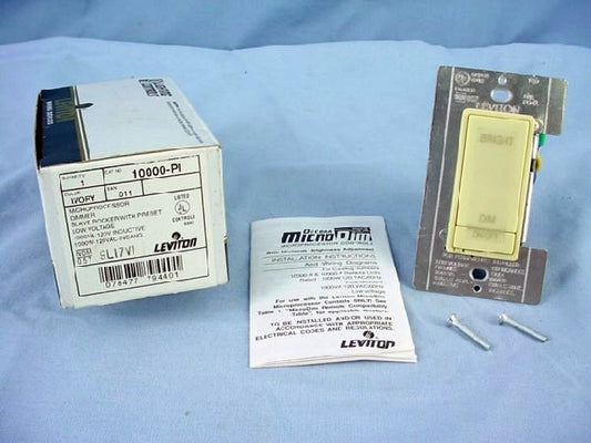 Leviton 10000-PI Ivory Multi-Location Remote Dimmer Switch w/ Preset MicroDim
