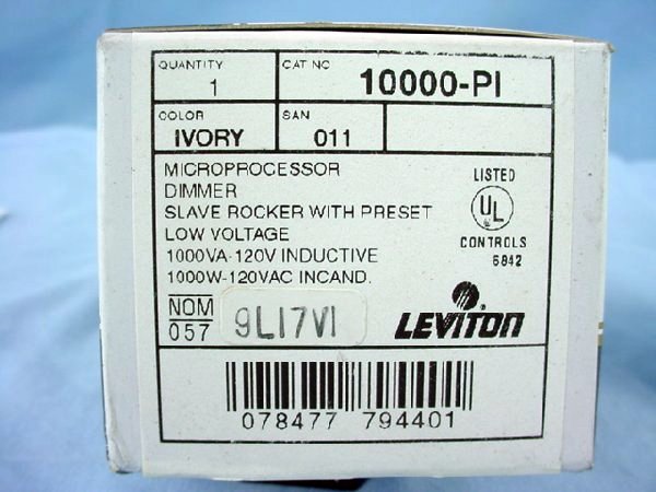 Leviton 10000-PI Ivory Multi-Location Remote Dimmer Switch w/ Preset MicroDim