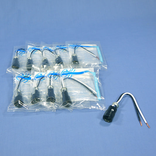 10 Leviton Candelabra Base Lamp Holders Light Socket Keyless 75W 125W 10014-500