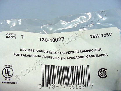 Leviton 10027 Candelabra Base Lampholders Light Socket Hickey Mount 75W 10-Pack