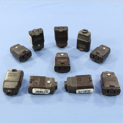 10 Leviton Brown Straight Blade Polarized Connector Plugs NEMA 1-15 15A 125V 102