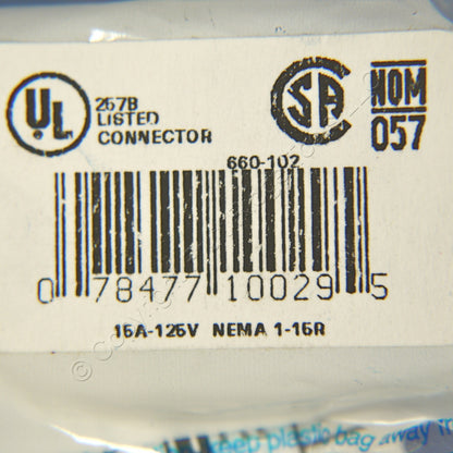 Leviton 102-66 Brown 15A Straight Blade Connector Plugs NEMA 1-15R 125V 2pcs
