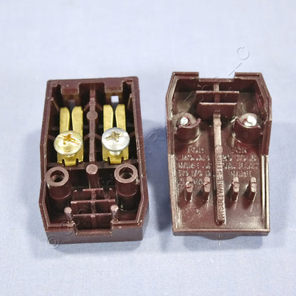 Leviton 102-66 Brown 15A Straight Blade Connector Plugs NEMA 1-15R 125V 2pcs