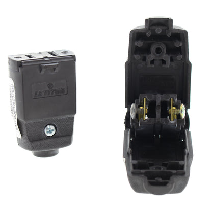 Leviton 102-P Brown Straight Blade Connector Plugs NEMA 1-15R Bulk 15A 2-Pack