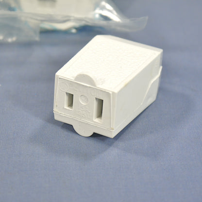 10 White Leviton 1-15 Straight Blade Connector Plugs Nema 1-15R 15A 125V 102-W