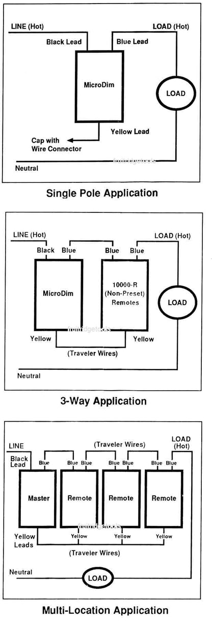 Leviton 10601-I Ivory Multi-Way On/Off Dimmer Switch MicroDim 600W Incandescent