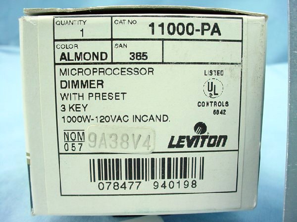 Leviton Almond Multi-Way 3-Key Dimmer Switch MicroDim 1000W 11000-PA Boxed
