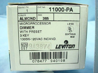 Leviton Almond Multi-Way 3-Key Dimmer Switch MicroDim 1000W 11000-PA Boxed