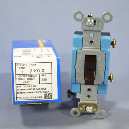 Leviton 1101-2 Brown Industrial Grade S.P Toggle Wall Light Switch 15A Boxed