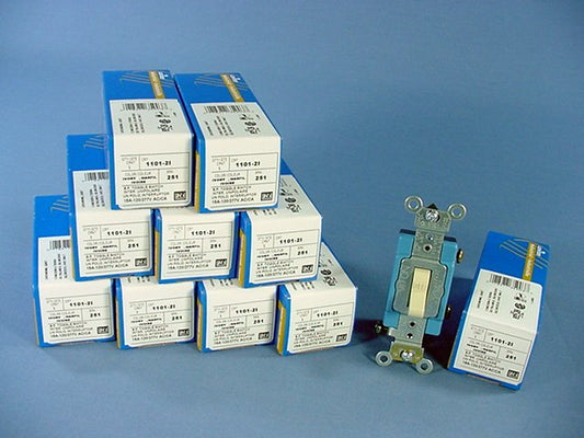 Leviton 1101-2I Ivory Industrial Toggle Wall Light Switch 15A Single Pole 10pcs
