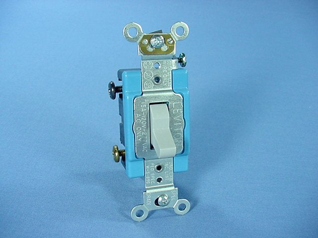 Leviton 1103-2GY Gray Industrial Grade Toggle Wall Light Switch 3-Way 15A Boxed