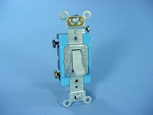 Leviton 1103-2GY Gray Industrial Grade Toggle Wall Light Switch 3-Way 15A Boxed