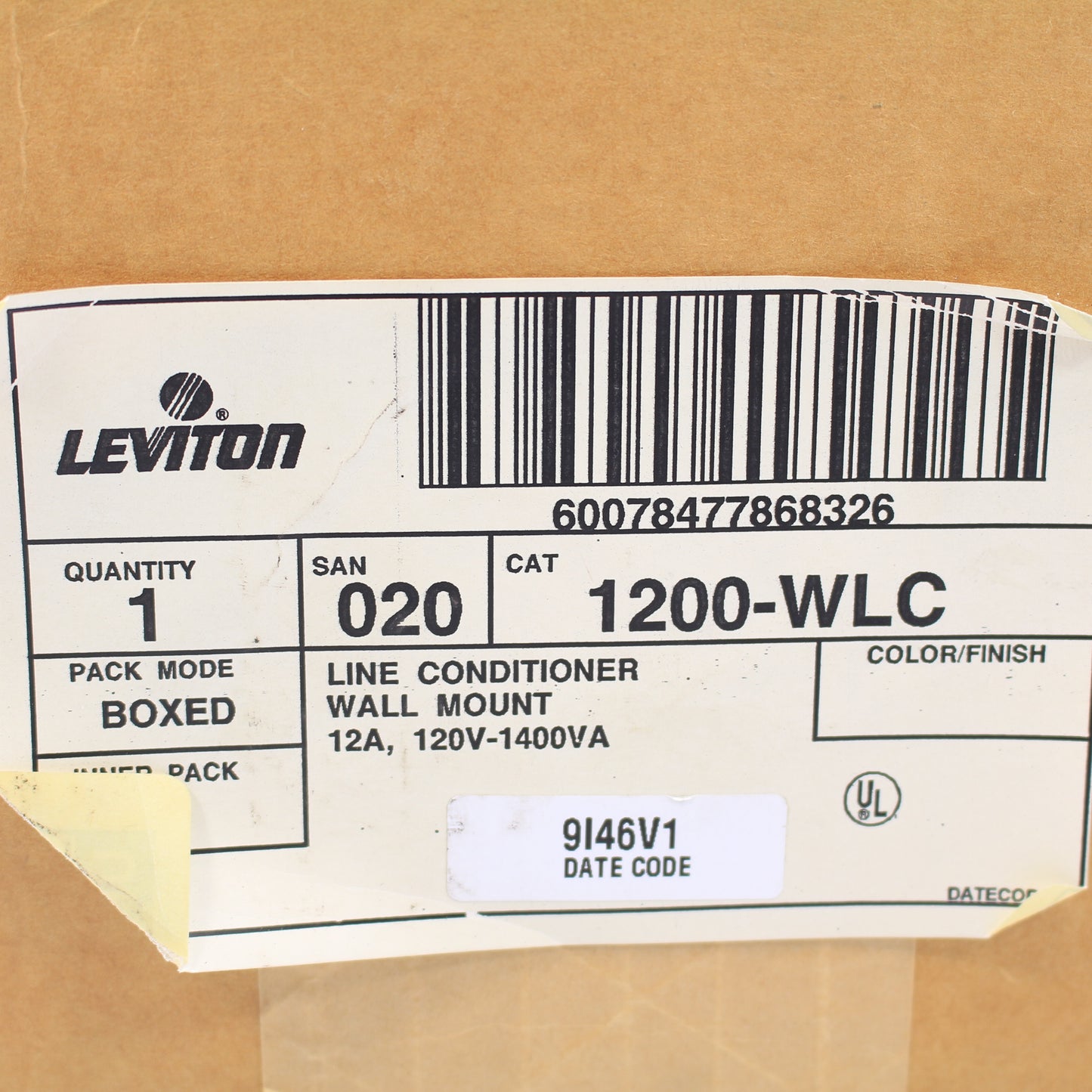 Leviton 1200-WLC Power Line Conditioner Wall Mount Hard Wired 12A 120V-1400VA
