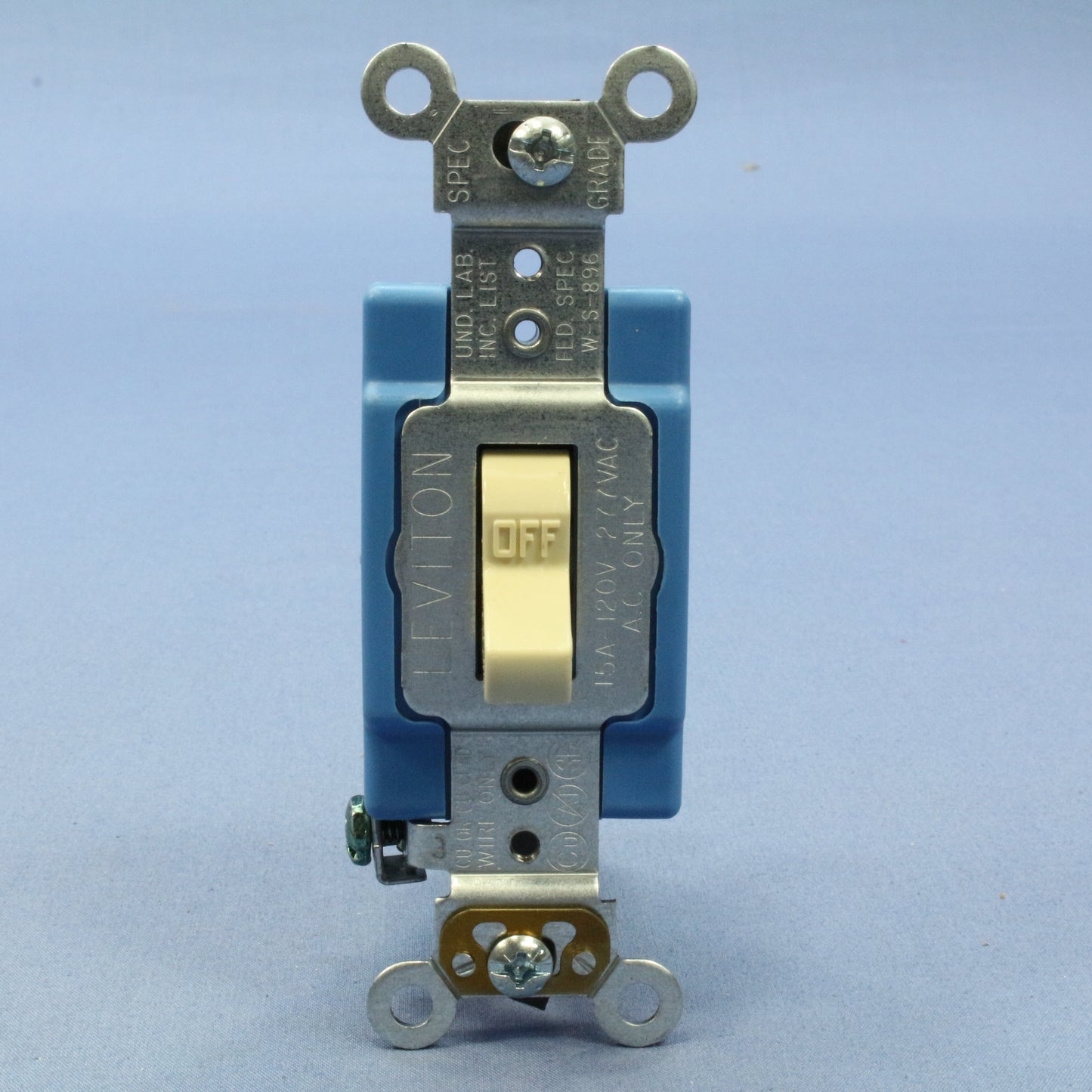 Leviton 1201-2I Ivory Industrial Toggle Wall Light Switch Single Pole 15A Bulk