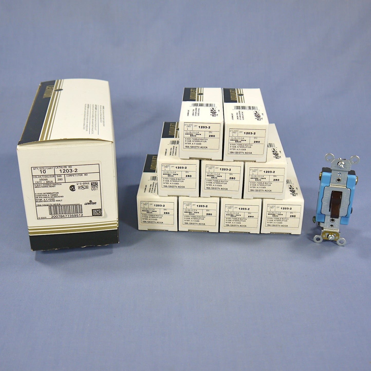 Leviton 1203-2 Brown Industrial Grade 3-Way Toggle Wall Light Switches 15A 10pcs