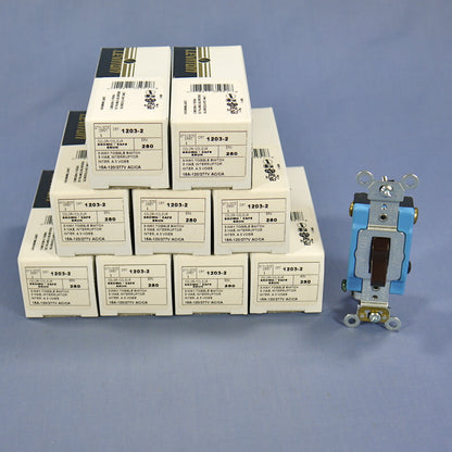 Leviton 1203-2 Brown Industrial Grade 3-Way Toggle Wall Light Switches 15A 10pcs
