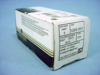 Leviton 1203-2GY Gray Industrial Grade Toggle Light Switch 3-Way 15A Boxed